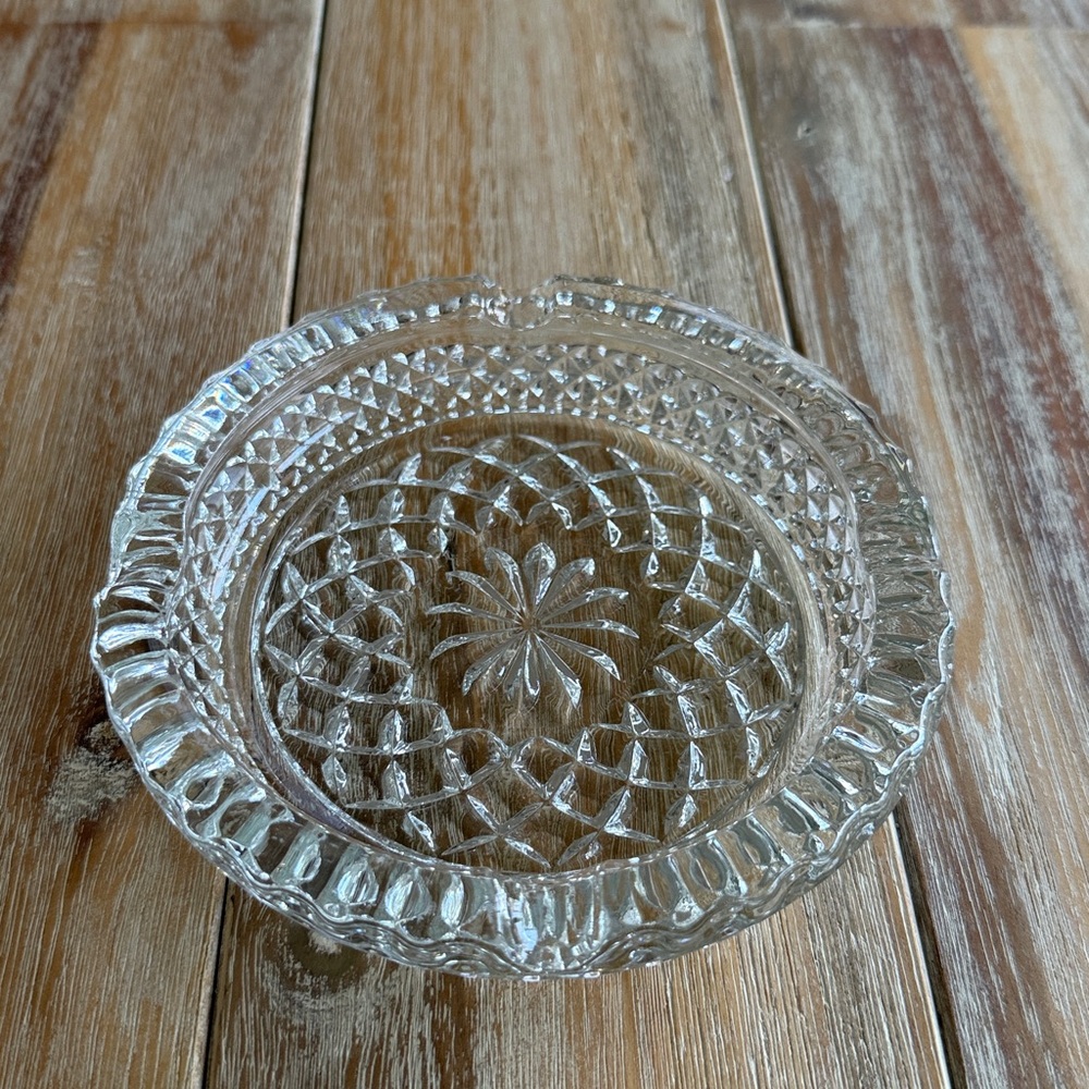 Vintage Ashtray Clear Glass 5”